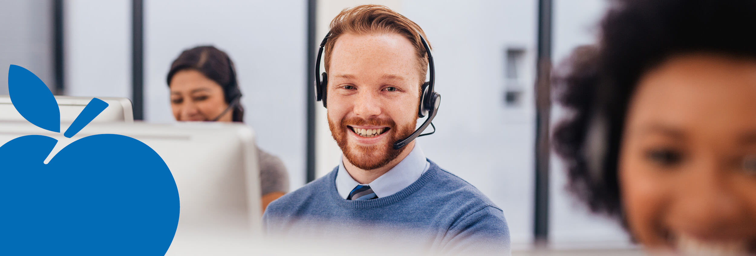 2025 Apple Bank Header Photos16 Call center representative answering phone