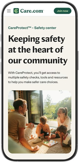 Picture of Care.com mobile phone screen